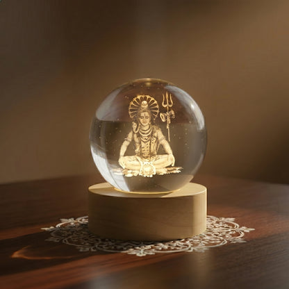 Lord Shiva Crystal Orb Lamp