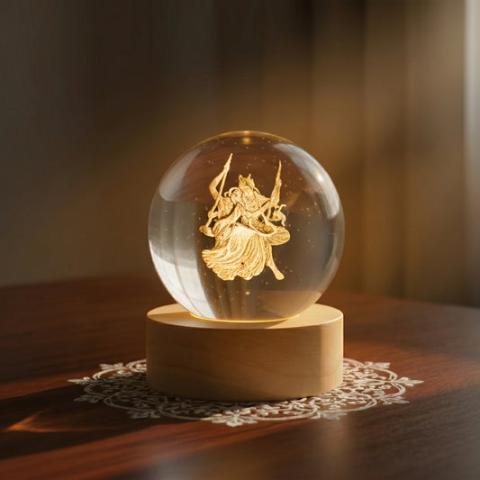 Radha Krishna Ji on Swing Crystal Orb Lamp