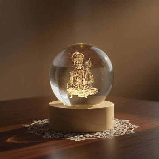 Hanuman Ji Crystal Orb Lamp